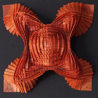 Distorted pyramid. Encaustic on unryu, folding.