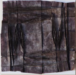 Twisted triple pleats. Encaustic on unryu, folding.