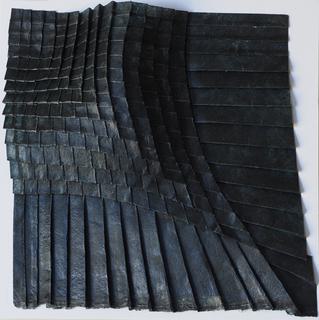 Tilting pleats 2 (bulge). Encaustic on paper, folding.
