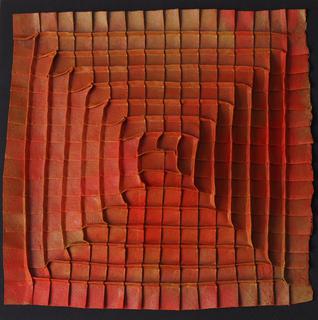 Local curves 1 (pyramid). Encaustic on paper, folding.