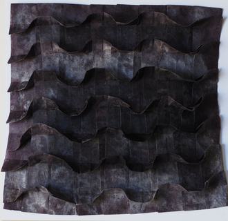 Local curves 4 (waves). Encaustic on unryu, folding.