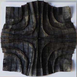 Curve quadrants. Encaustic on paper, folding.