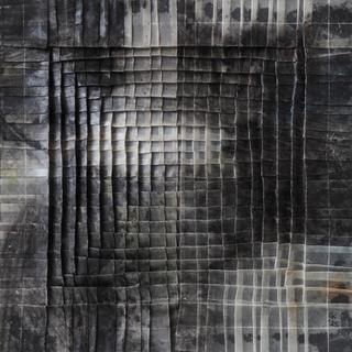 50-50-2025 #38. Encaustic on paper, folding. 15x15cm